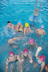 Image showing happy children group  at swimming pool