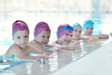 Image showing happy children group  at swimming pool