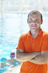 Image showing happy children group  at swimming pool