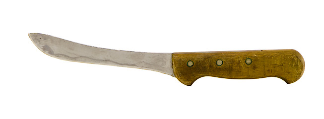 Image showing knife with wooden handle on white 