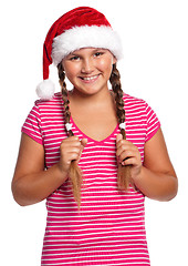 Image showing Girl in Santa hat