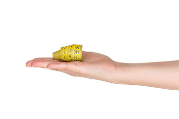 Image showing Hand with measure tape