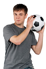 Image showing Man with classic soccer ball