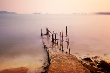 Image showing pier with sunset