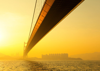 Image showing tsing ma bridge in sunset