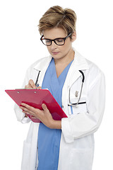 Image showing Medical practitioner writing prescription
