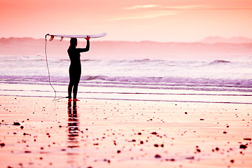 Image showing Female surfer