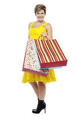 Image showing Stunning fashionable woman carrying shopping bags