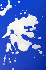 Image showing Stains from milk on blue background