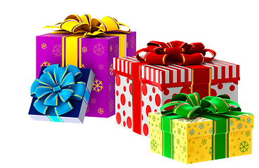 Image showing set of gifts with bows