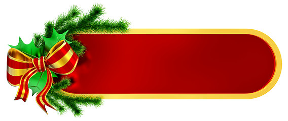 Image showing christmas frame with fir branch and bow