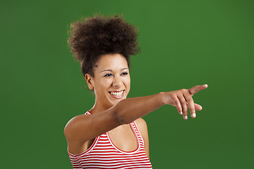 Image showing African woman pointing somewhere