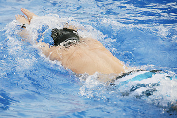 Image showing man swims in swimming pool 