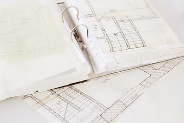 Image showing Architectural plans of the old paper and file with the project