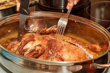 Image showing roast duck in the oven