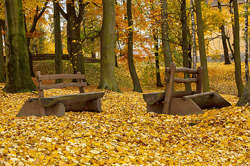 Image showing wooden bench in the park