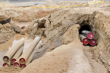 Image showing electricity cable wire protective tube underground 