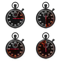 Image showing Stopwatch - Red Timers. Set on White.