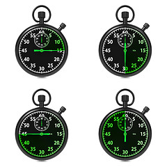 Image showing Stopwatch - Green Timers. Set on White.