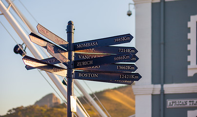 Image showing Sign with directions to cities