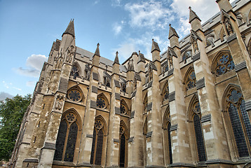 Image showing The Westminster Abbey church in London, UK - Side view