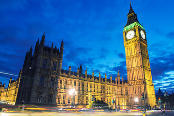 Image showing The Big Ben and the House of Parliament at night, London, UK.