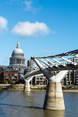 Image showing Millennium Bridge and St.Paul's Cathedral, London