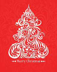 Image showing Vector card with christmas tree