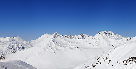 Image showing Panorama of winter mountains. Caucasus Mountains, Georgia.