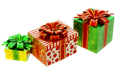 Image showing set of gifts with bows