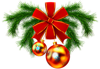 Image showing christmas balls with red bow