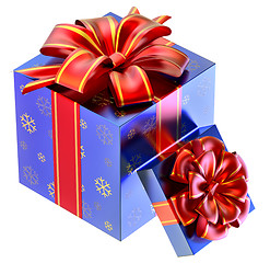 Image showing two blue gifts with red bows