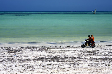 Image showing scooter in the beach of zanzibar