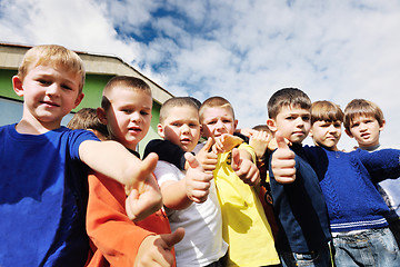 Image showing preschool  kids outdoor have fun