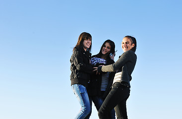 Image showing group of teens have fun outdoor