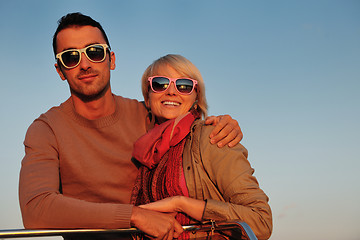 Image showing couple in love  have romantic time on boat