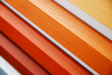 Image showing wooden panels samples in store