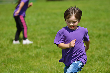 Image showing happy kids group  have fun in nature