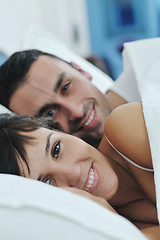 Image showing young couple have good time in their bedroom