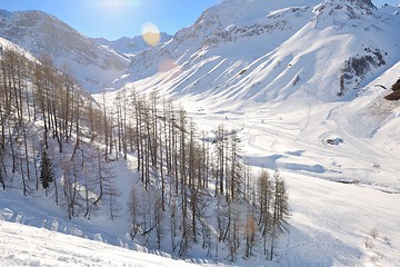 Image showing High mountains under snow in the winter