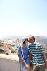 Image showing happy young couple tourists in greece