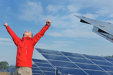 Image showing Male solar panel engineer at work place