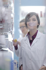 Image showing team of pharmacist chemist woman  in pharmacy drugstore