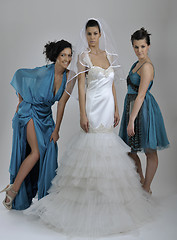 Image showing portrait of a three beautiful woman in wedding dress