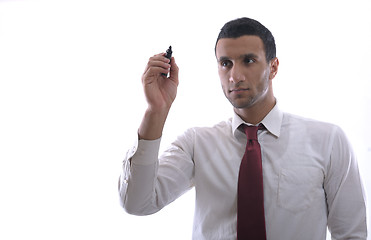 Image showing business man draw with marker on empty space