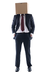 Image showing business man with an box on his head