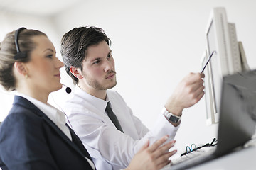 Image showing business people group working in customer and help desk office