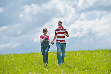 Image showing romantic young couple in love together outdoor