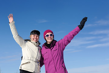 Image showing winter season fun with group of girls