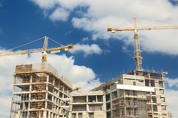 Image showing Construction site with crane